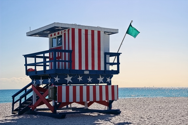South Beach Lifeguard Station - Stars and Stripes by Chrystyne Novack