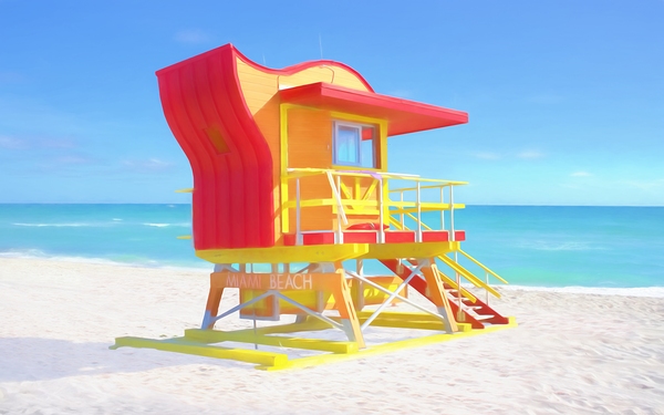 Watercolors on South Beach - Red by Chrystyne Novack