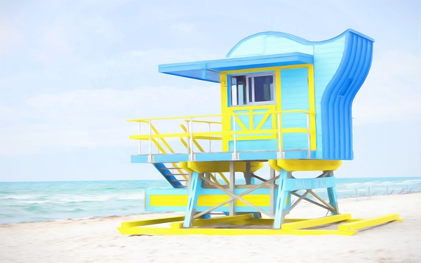 Watercolors on South Beach - Blue by Chrystyne Novack
