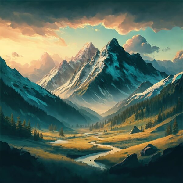 an awe inspiring cinematic landscape illustration Print