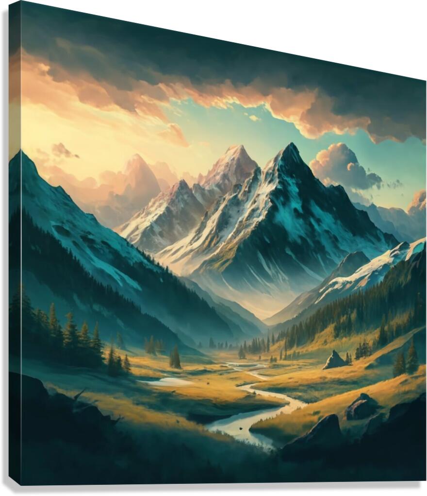 an awe inspiring cinematic landscape illustration Canvas Print