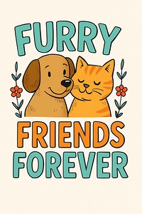 Bring warmth and charm to your walls with this adorable wall art  “FURRY FRIENDS FOREVER” features a sweet dog and a cozy cat 