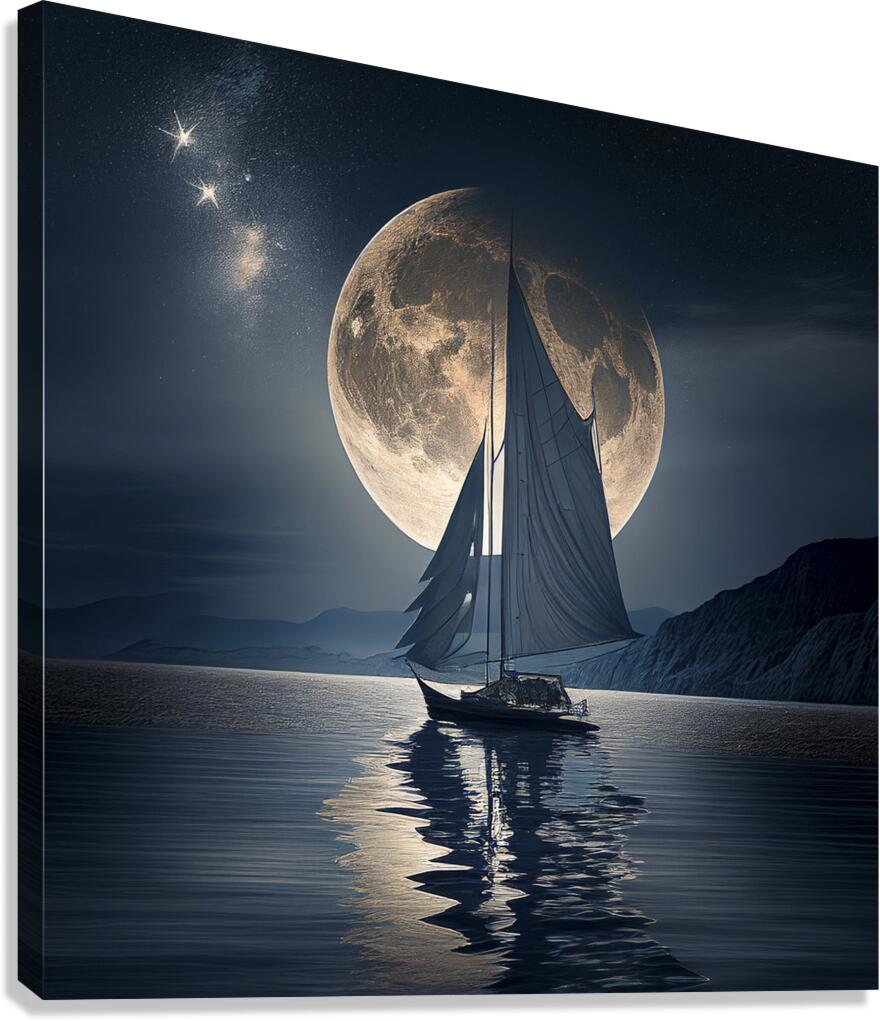 Moonlit Sail Canvas Print