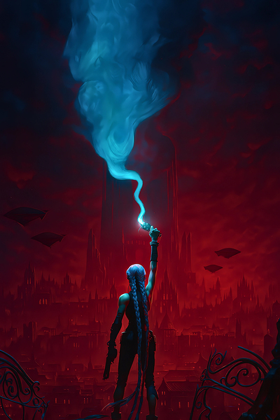 Beacon of Rebellion – Neon Glow in the Dark Cityscape by CRID