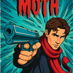 Retro Comic Noir Poster – Hero with Pistol and Red Scarf Wall Art Print.