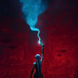 Beacon of Rebellion – Neon Glow in the Dark Cityscape