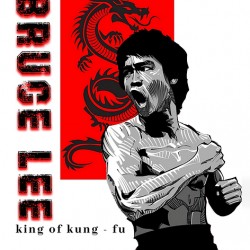 Retro Kung Fu Poster – Red dragon Minimalist Graphic Wall Art Print