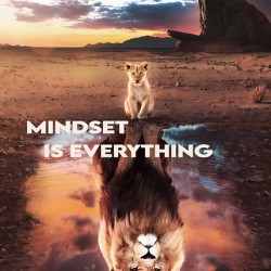 Mindset Is Everything – Lion Cub Reflection Motivational Wall Art Print