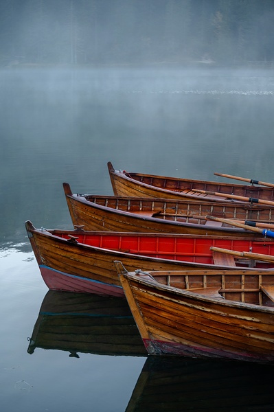 Rowing boats in the fog by MatFr