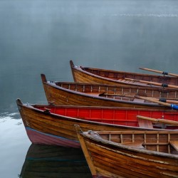Rowing boats in the fog