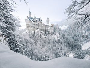 German Neuschwanstein Castle Winter Fairy Tale