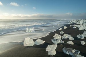 Icebergs on a beach in Iceland