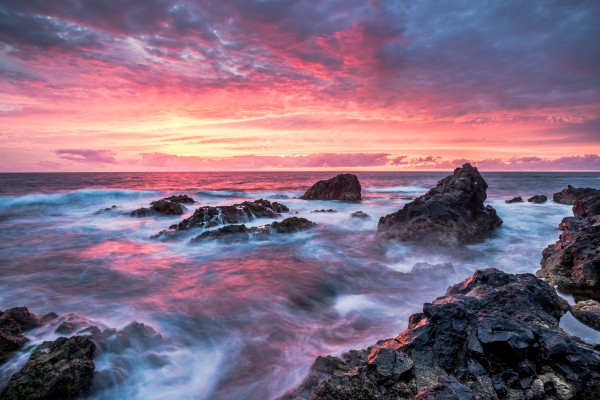 Colorful Sunset at Wild Coast on the Canary Islands  Imprimer