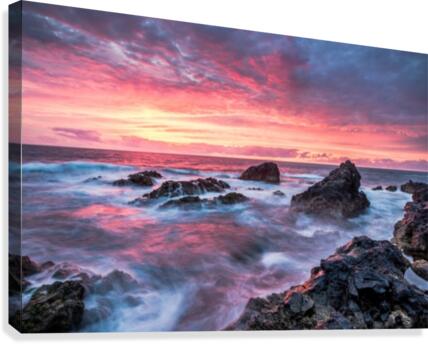 Colorful Sunset at Wild Coast on the Canary Islands  Impression sur toile