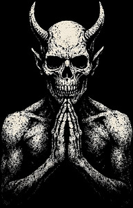 Macabre Skeletal Praying Devil
