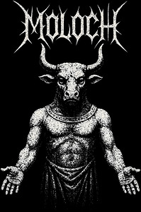 Moloch Ancient Deity Distressed Black Metal Bull God Art