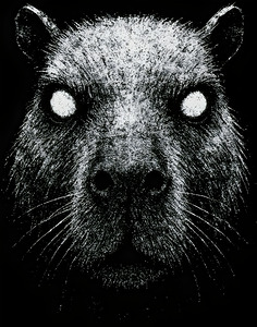 Creepy Cute Capybara Distressed Grunge Portrait
