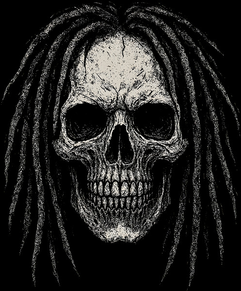 Distressed Gothic Dreadlock Skull by MetalByte