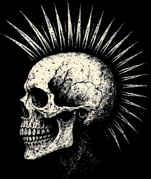 Distressed Punk Mohawk Skull by MetalByte
