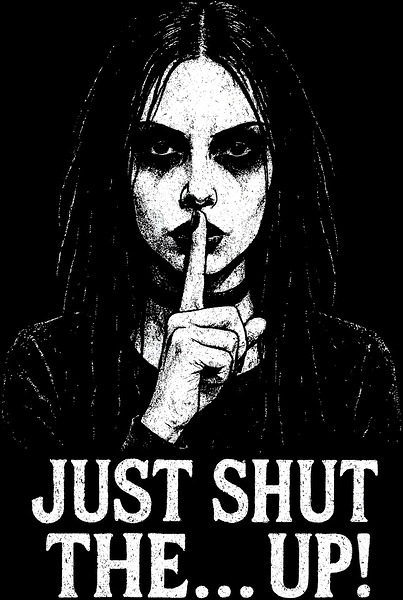 Distressed Goth Girl Portrait - Shut The Fuck Up by MetalByte