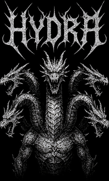Hydra Mythological Monster   Distressed Black Metal Dragon Art by MetalByte