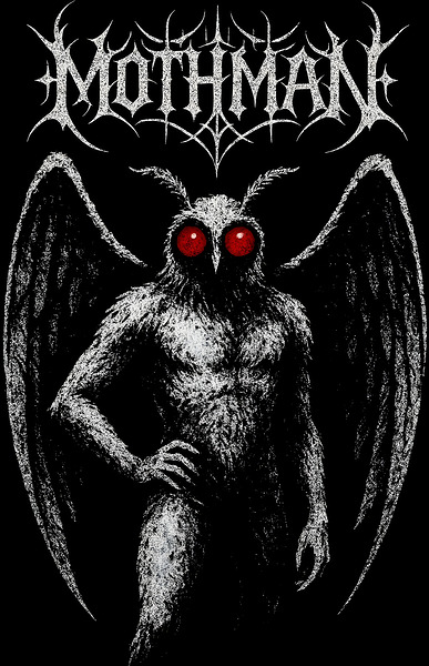 Mothman Cryptid   Distressed Black Metal Urban Legend Art by MetalByte