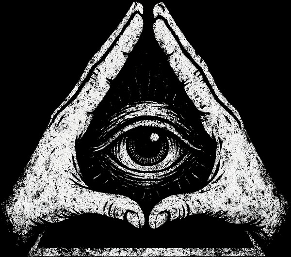 Triangle Eye Hand Sign   Distressed Occult All Seeing Eye Art by MetalByte
