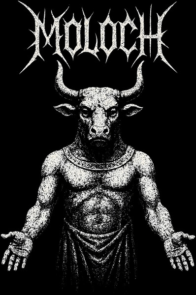 Moloch Ancient Deity Distressed Black Metal Bull God Art by MetalByte