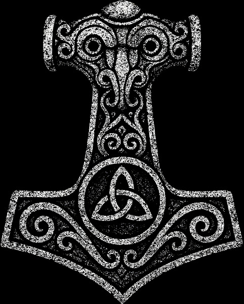 Mjolnir Thors Hammer   Distressed Norse Viking Symbol by MetalByte