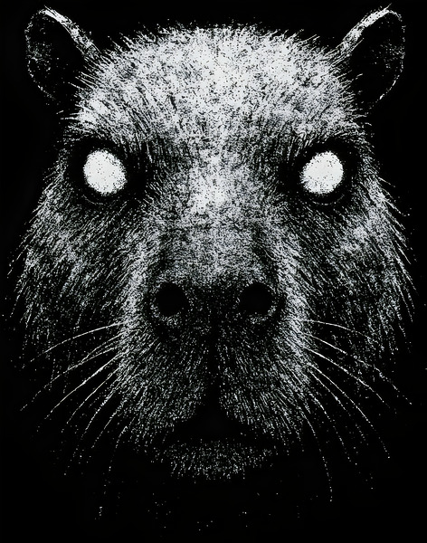 Creepy Cute Capybara Distressed Grunge Portrait by MetalByte