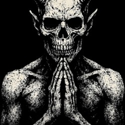 Macabre Skeletal Praying Devil