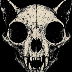 Distressed Creepy Gothic Cat Skull