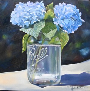  Square foot painting Blue hydrangeas in a jar