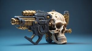 Steampunk Skull Gun 1-3