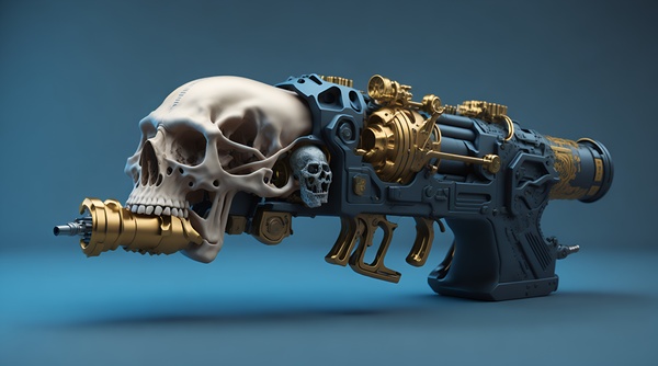 Steampunk Skull Gun 2-3  Print