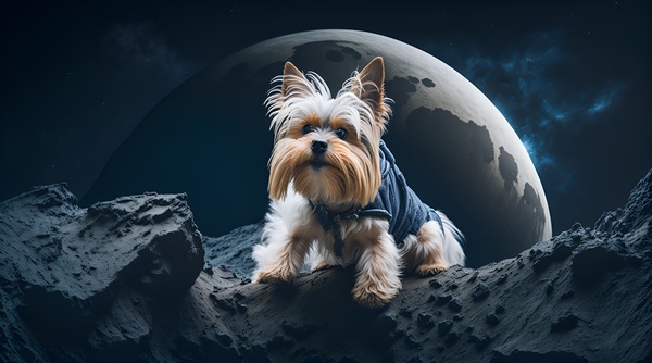 Yorkie on the moon  Print