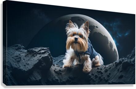 Yorkie on the moon  Canvas Print