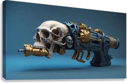 Steampunk Skull Gun 2-3  Canvas Print