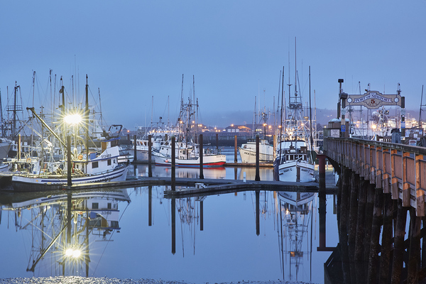 Fog Rolling in the Harbor Print