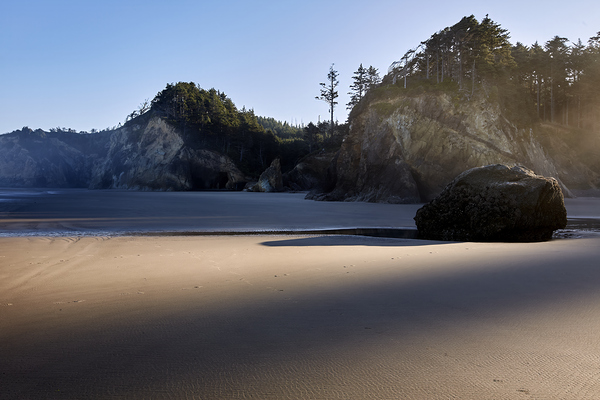 Shadow and Light on an Oregon Beach Print