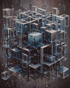 AI Art New Abstract Art labyrinthine pattern of intertwining squares 