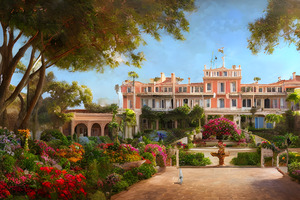 AI art roman palace garden