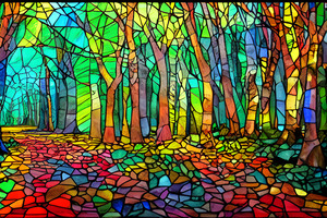 AI art stained glass forest
