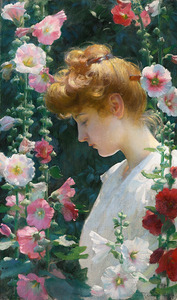 Charles Courtney Curran 1861 1942 Hollyhocks and Sunlight  1902 