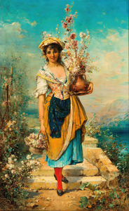 Hans Zatzka 1859 1945 A Beautiful Flower Girl