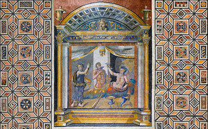 Roman Mosaic depicting a drinking contest between