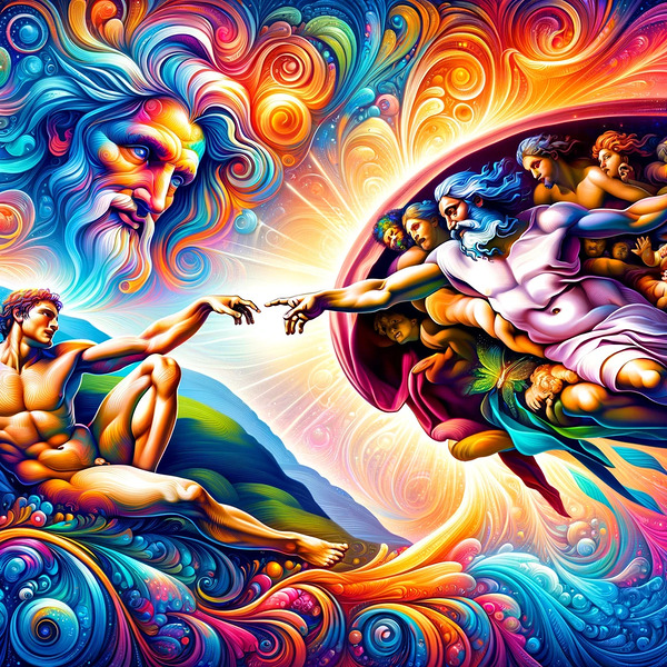 AI art Michelangelo inspired The Creation of Adam Print