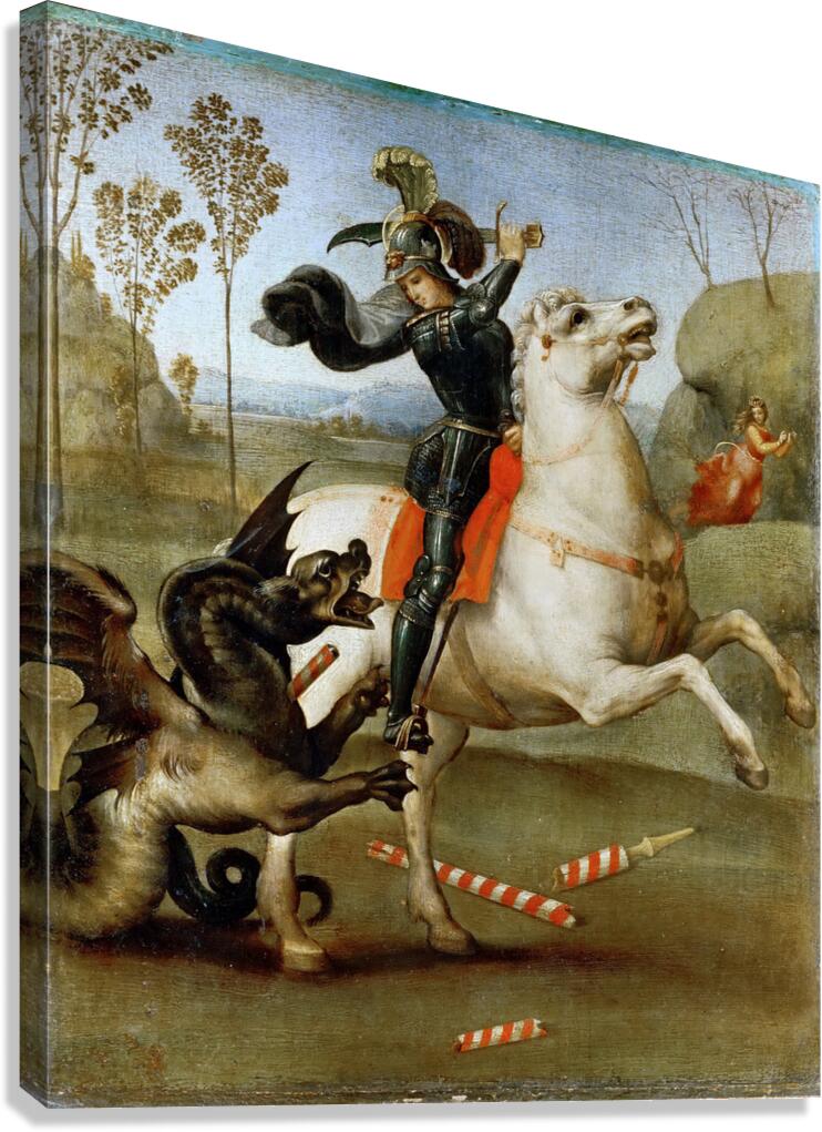 Raphael 1483 1520 St George Struggling with the Dragon Canvas Print