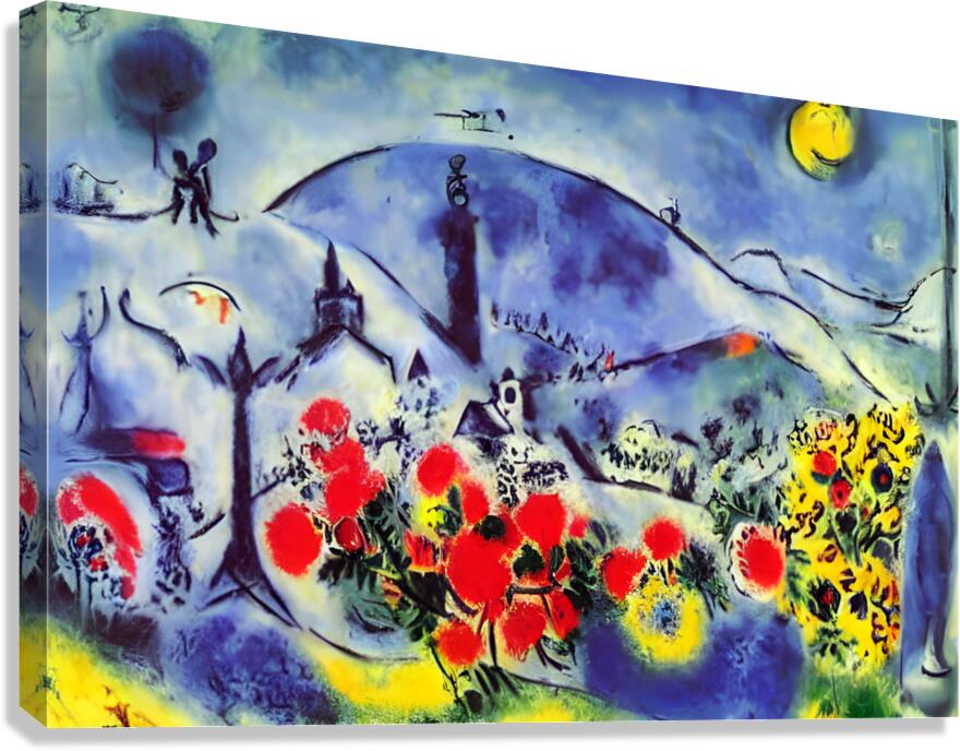AI art marc chagall inspired landscape with flowers 1 by