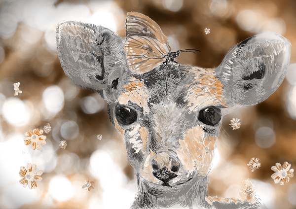 Baby Deer brown Print